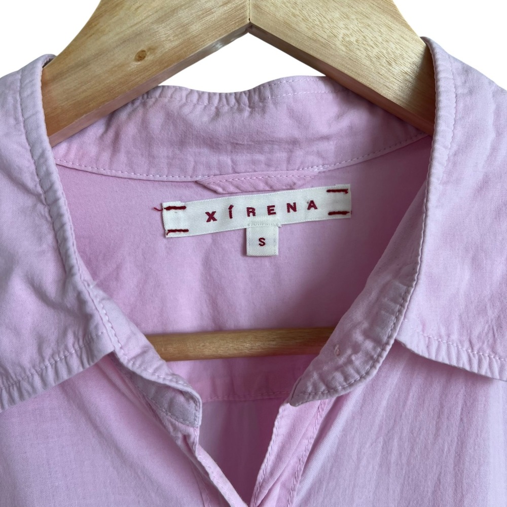 Xirena Pale Light Pink Beau Long Sleeve Button Up Cotton Shirt SZ S Feminine - Picture 6 of 12